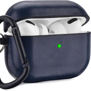 V-MORO AirPods Pro Case Blue – Front LED Visible with Clip, Ear Hooks & Strap
